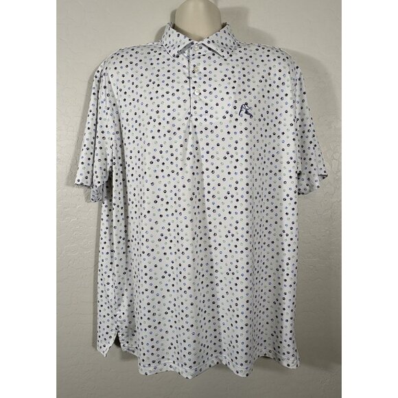 Rhoback Other - Rhoback Shirt Mens XL White Dog Paw Print Performance Golf Polo Stretch